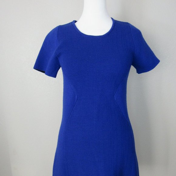 M. Patmos Cobalt Blue Knit Wool Stretch Pullover Dress - Picture 11 of 14